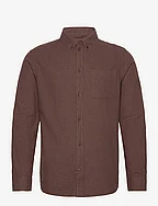 Regular fit melangé flannel shirt - - DEEP MAHOGANY