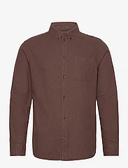 Knowledge Cotton Apparel - Regular fit melangé flannel shirt - - basic-hemden - deep mahogany - 0