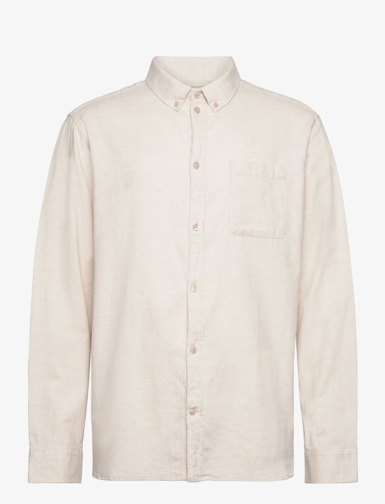 Knowledge Cotton Apparel - Regular fit melangé flannel shirt - - basic-hemden - greige - 0