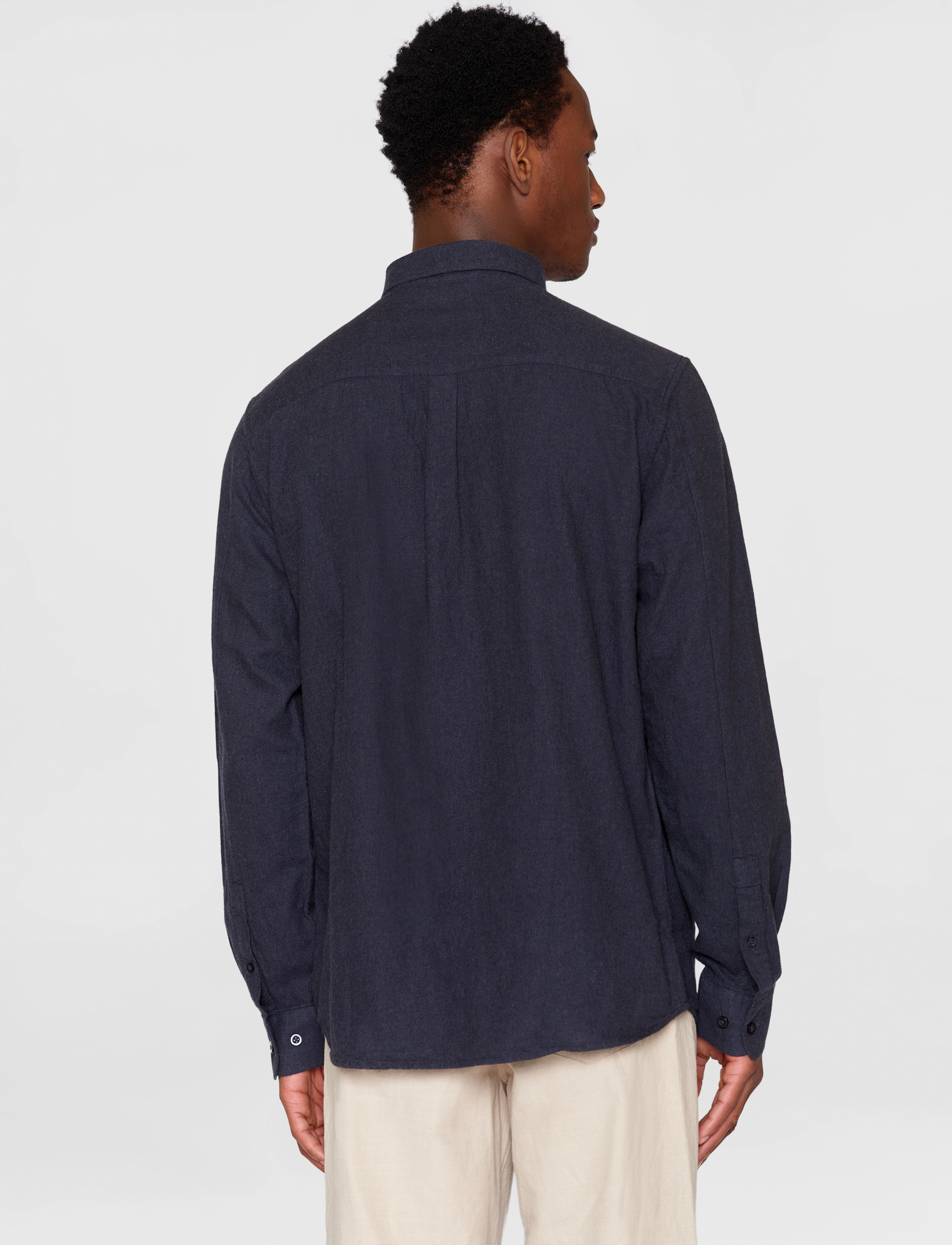 Knowledge Cotton Apparel - Regular fit melangé flannel shirt - - total eclipse - 3