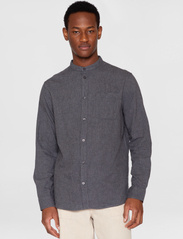 Knowledge Cotton Apparel - Regular fit melangé flannel stand c - basic overhemden - dark grey melange - 2