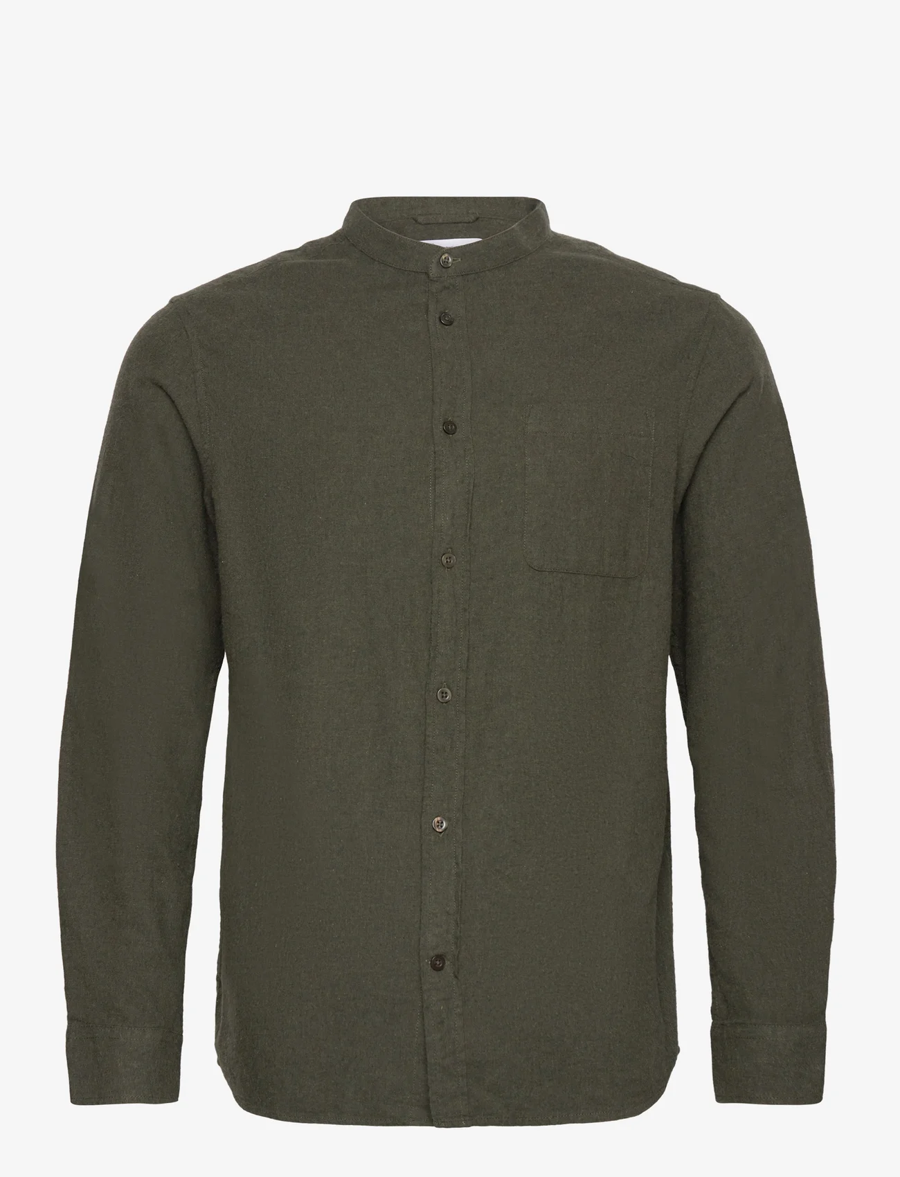Knowledge Cotton Apparel - Regular fit melangé flannel stand c - basic overhemden - forrest night - 0