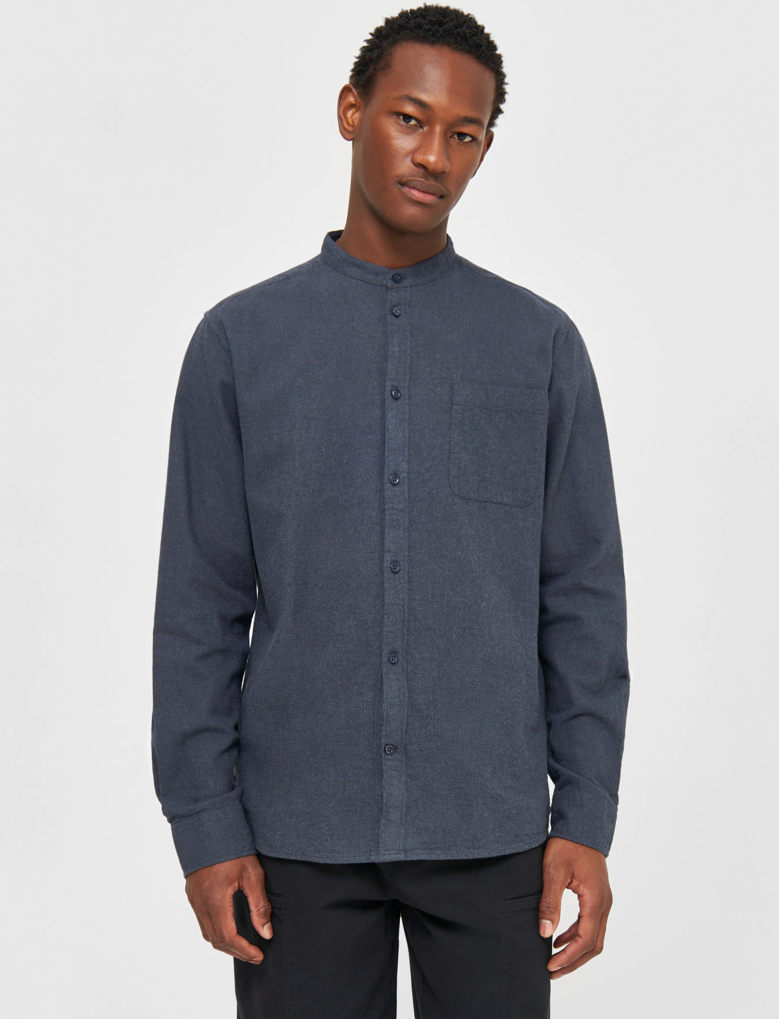 Knowledge Cotton Apparel - Regular fit melangé flannel stand c - total eclipse - 2