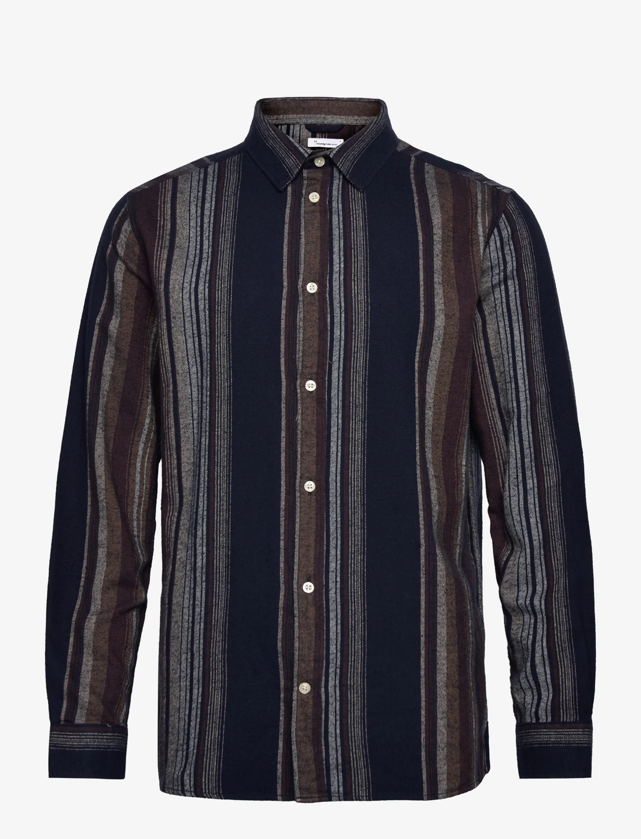 Knowledge Cotton Apparel - Loose fit double layer striped shir - kasdienio stiliaus marškiniai - multi color stripe - 0