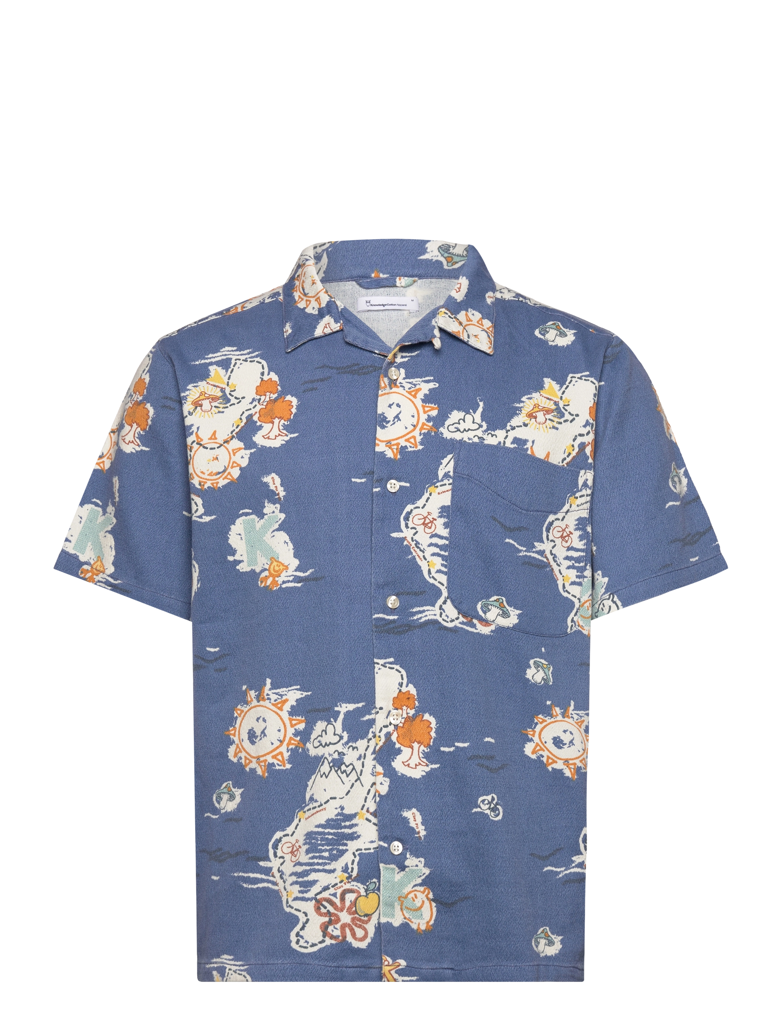 Knowledge Cotton Apparel - Box short sleeve AOP shirt - GOTS/V - blue aop - 1