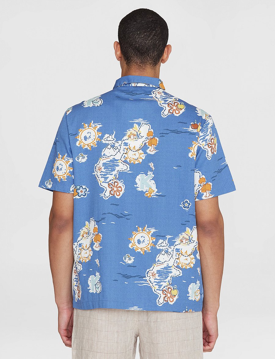 Knowledge Cotton Apparel - Box short sleeve AOP shirt - GOTS/V - blue aop - 3