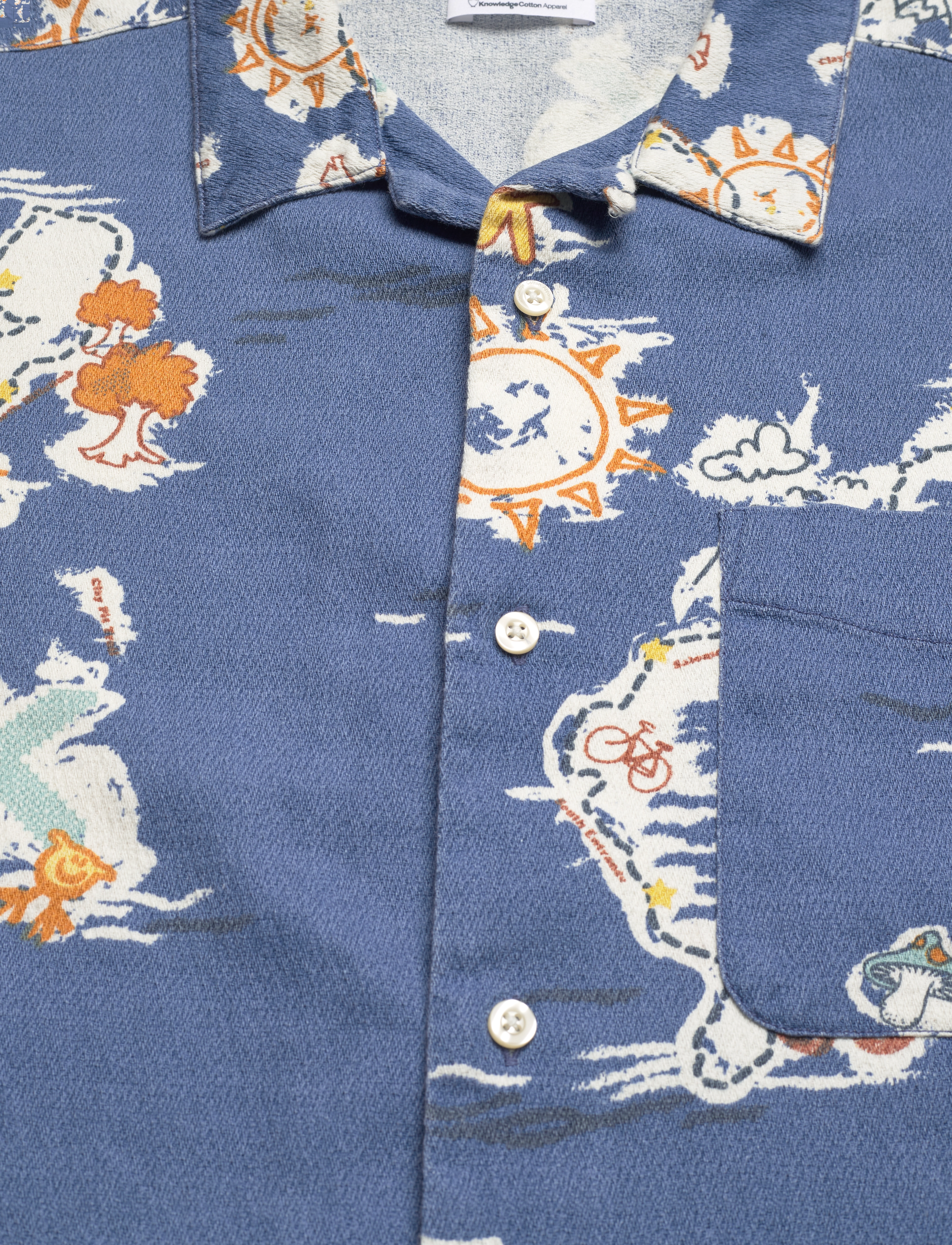Knowledge Cotton Apparel - Box short sleeve AOP shirt - GOTS/V - blue aop - 5