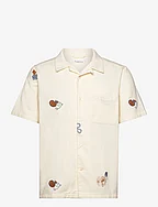 Box fit short sleeve shirt with emb - EGRET