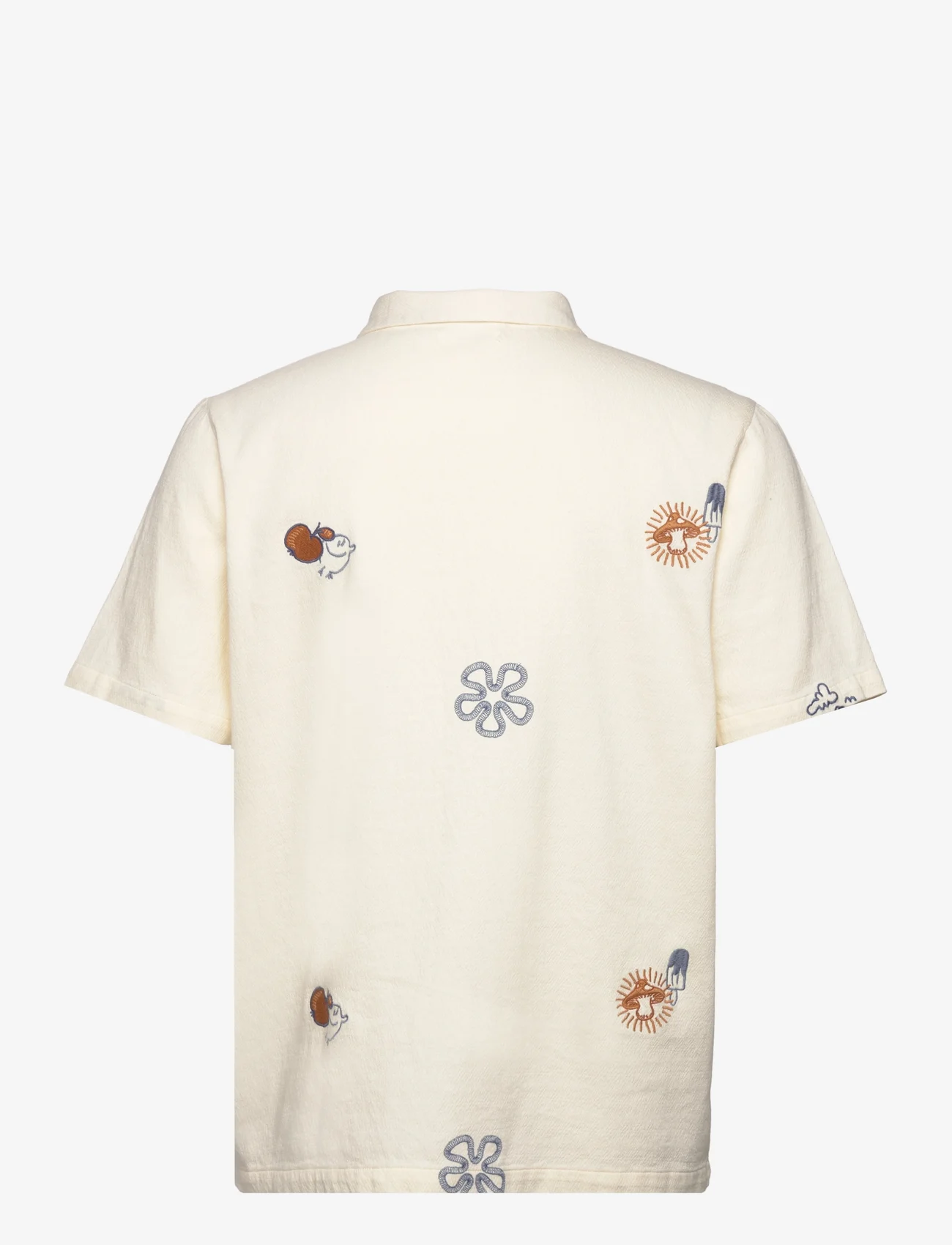 Knowledge Cotton Apparel - Box fit short sleeve shirt with emb - kurzärmelig - egret - 1