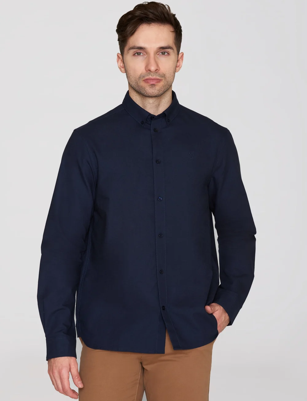 Knowledge Cotton Apparel - Harald Small owl oxford regular fit - oxford shirts - total eclipse - 0