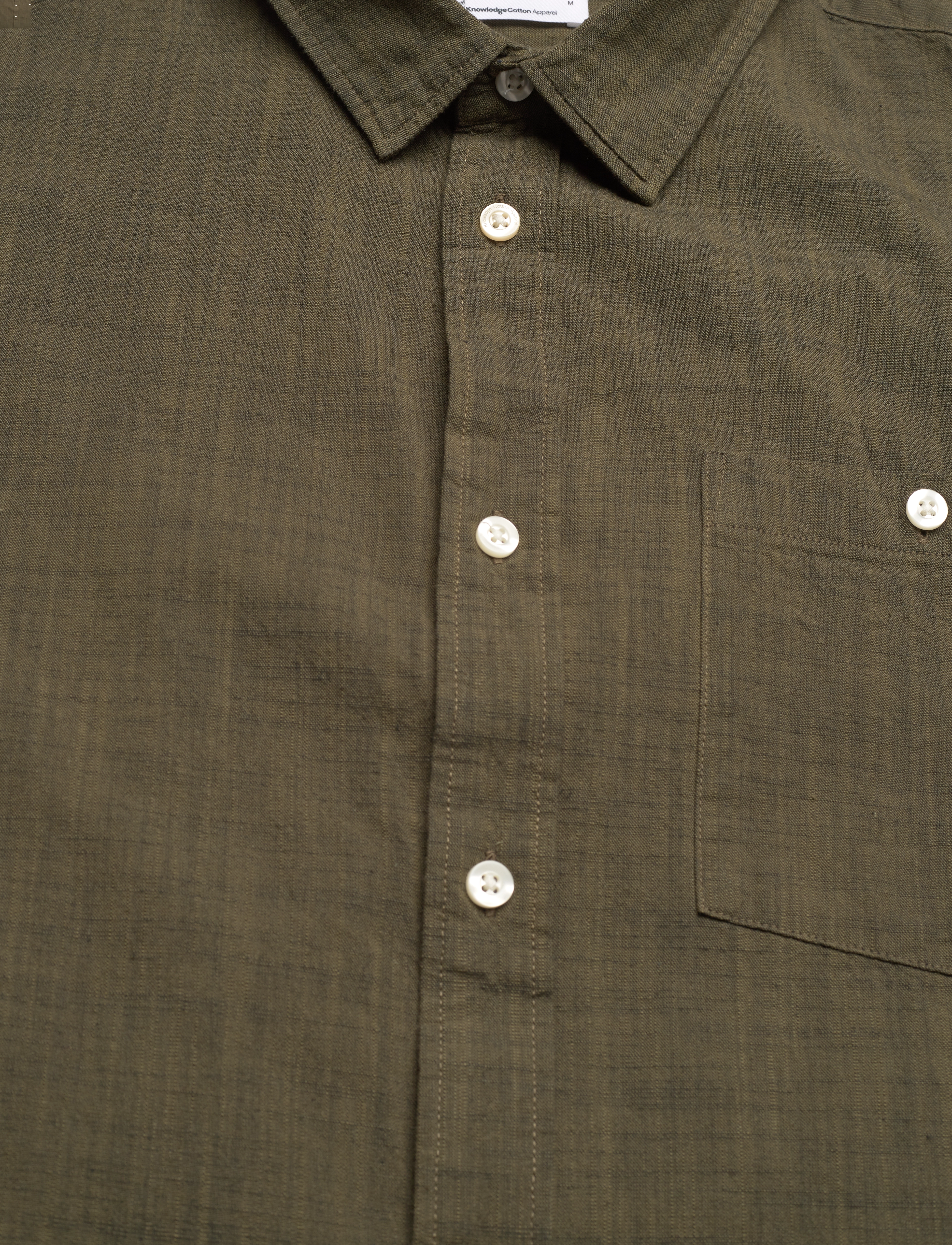 Knowledge Cotton Apparel - Regular linen look short sleeve shi - burned olive - 2