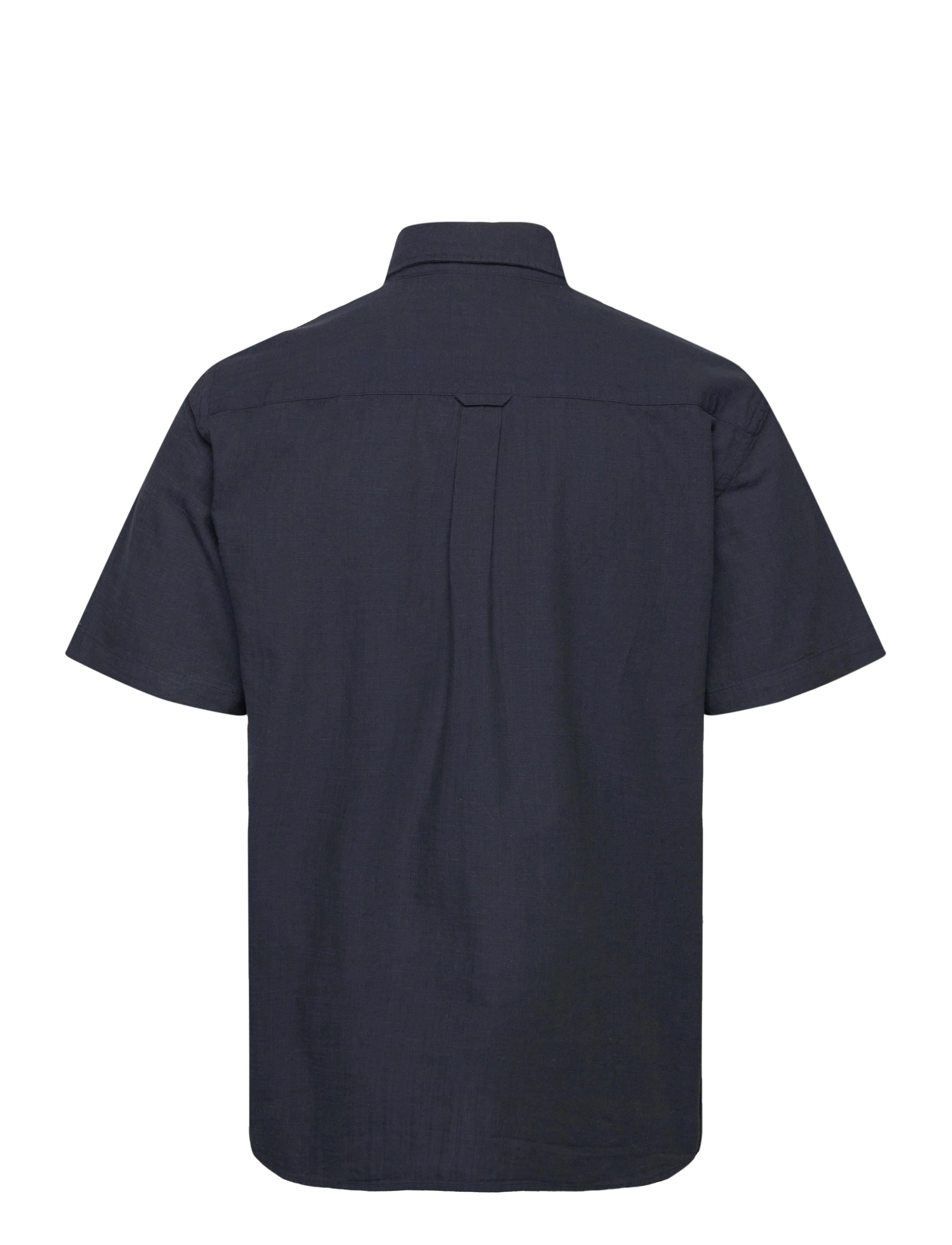 Knowledge Cotton Apparel - Regular linen look short sleeve shi - total eclipse - 1