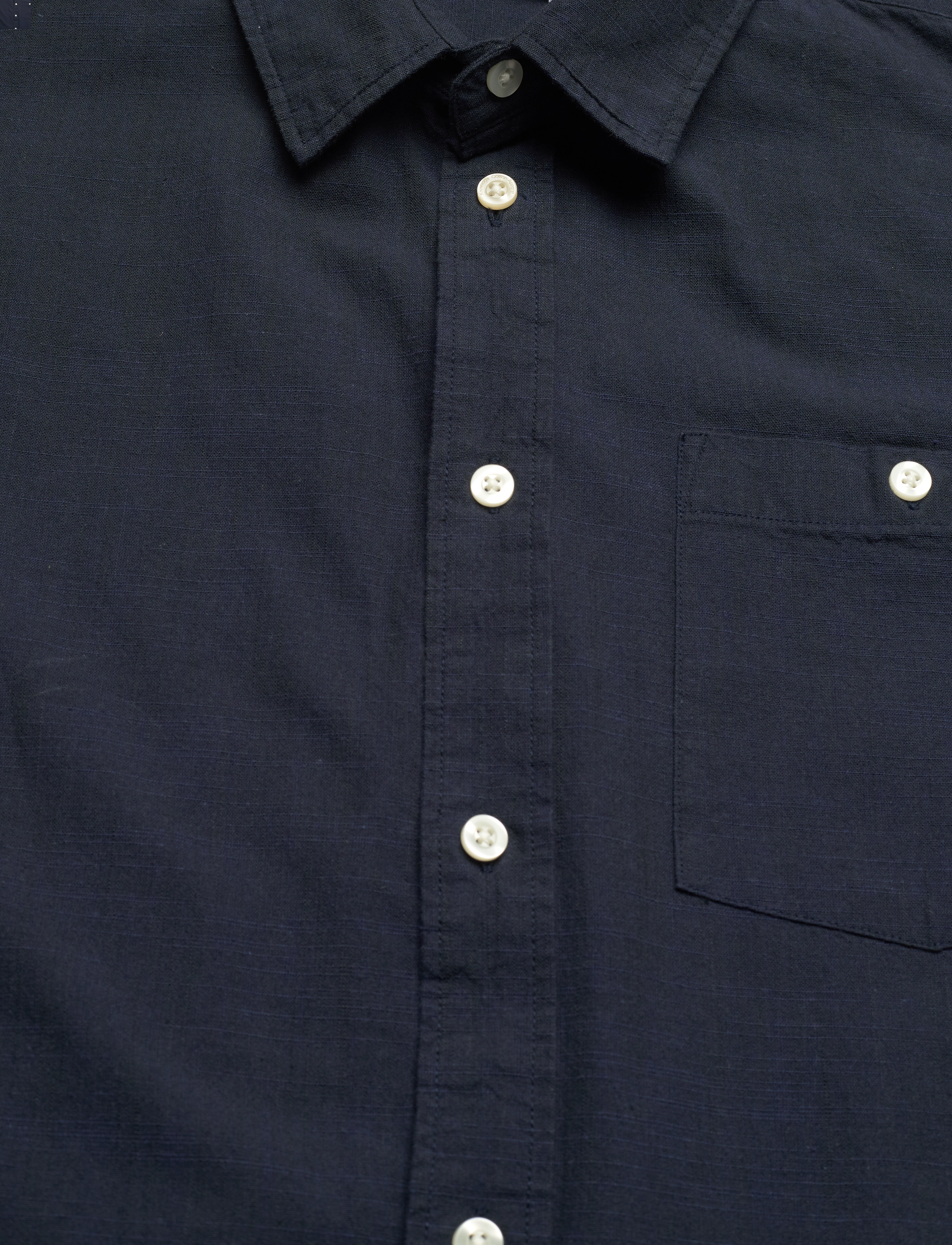 Knowledge Cotton Apparel - Regular linen look short sleeve shi - total eclipse - 2