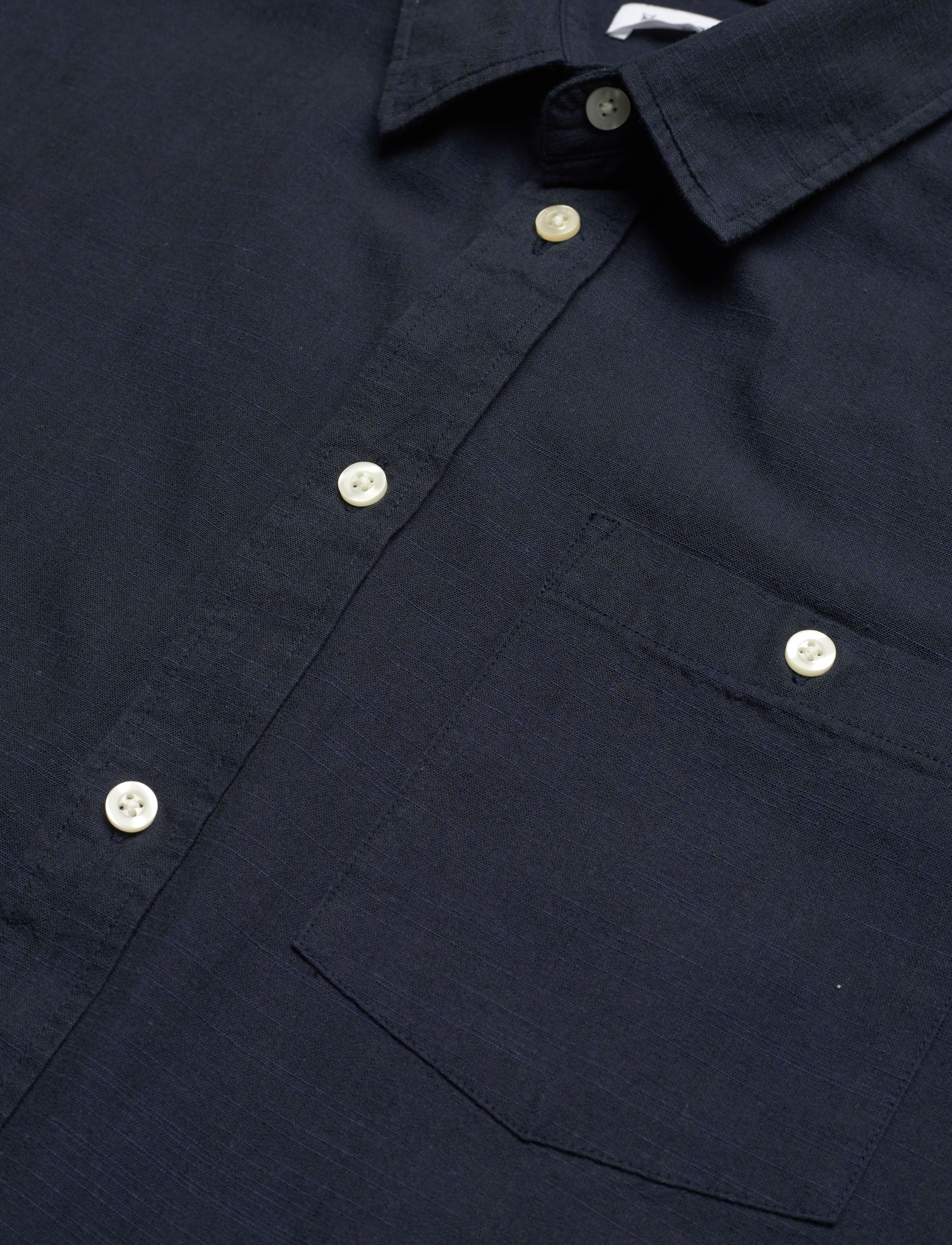 Knowledge Cotton Apparel - Regular linen look short sleeve shi - total eclipse - 3