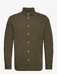 Knowledge Cotton Apparel - Regular linen look shirt GOTS/Vegan - avslappede skjorter - burned olive - 0