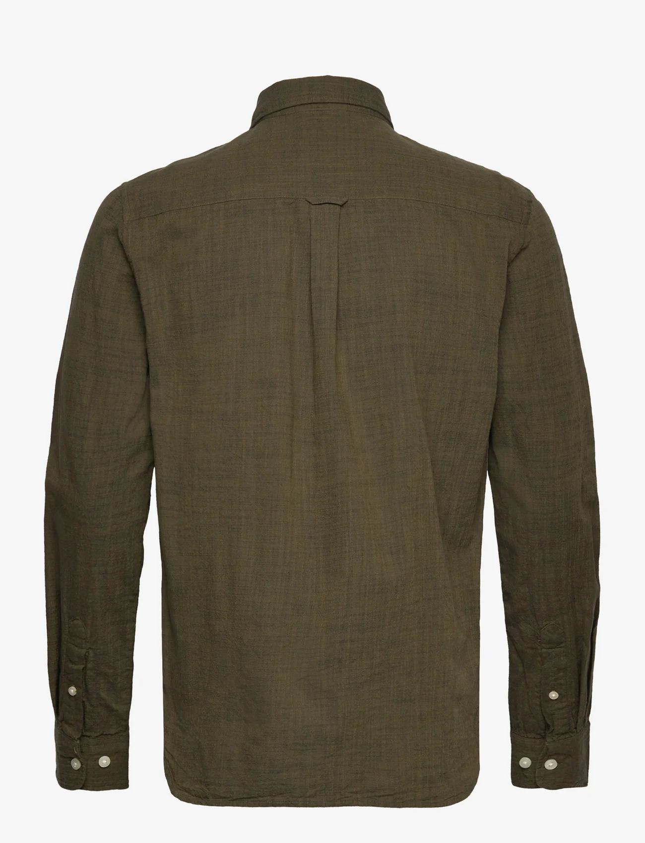 Knowledge Cotton Apparel - Regular linen look shirt GOTS/Vegan - casual shirts - burned olive - 1