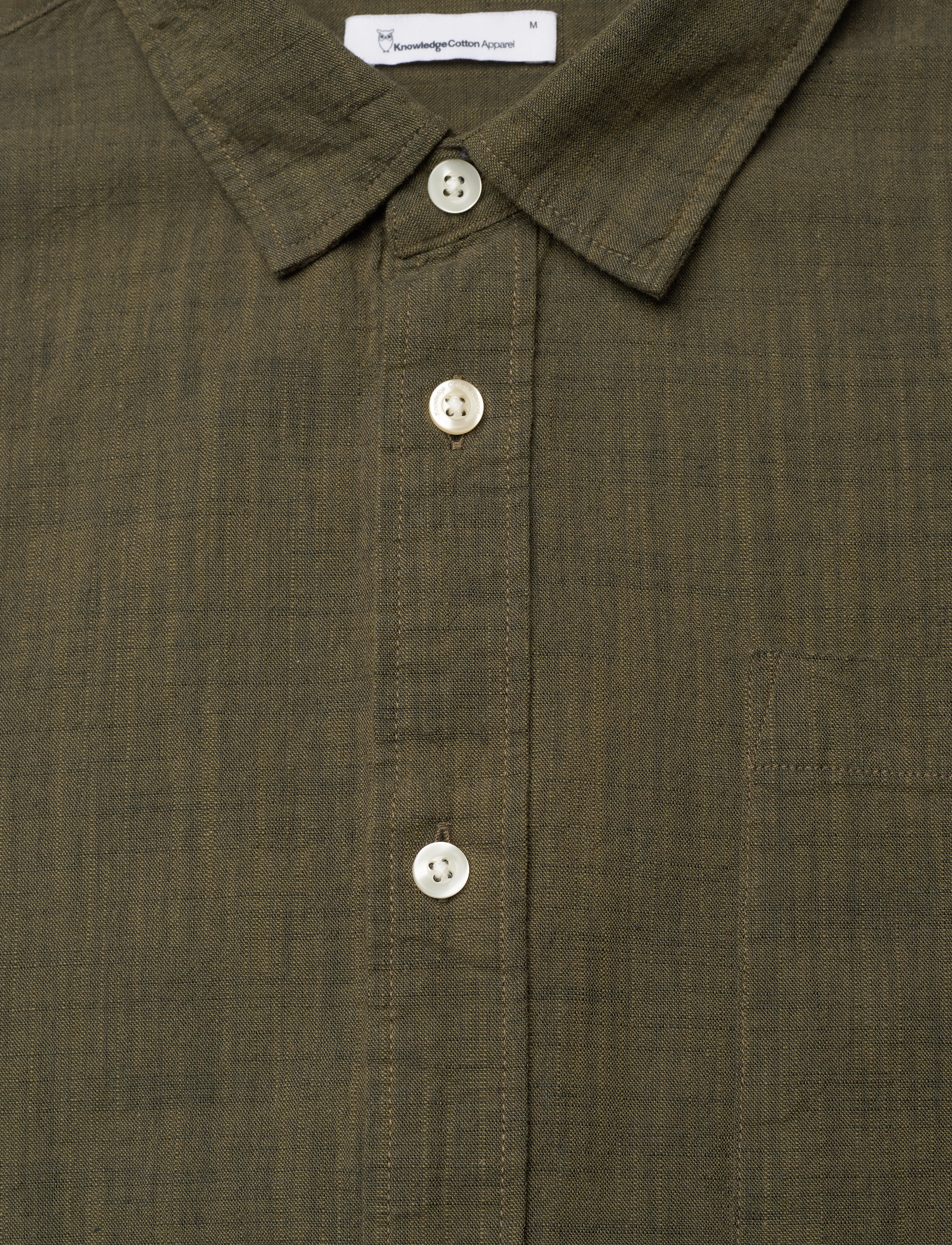 Knowledge Cotton Apparel - Regular linen look shirt GOTS/Vegan - burned olive - 2
