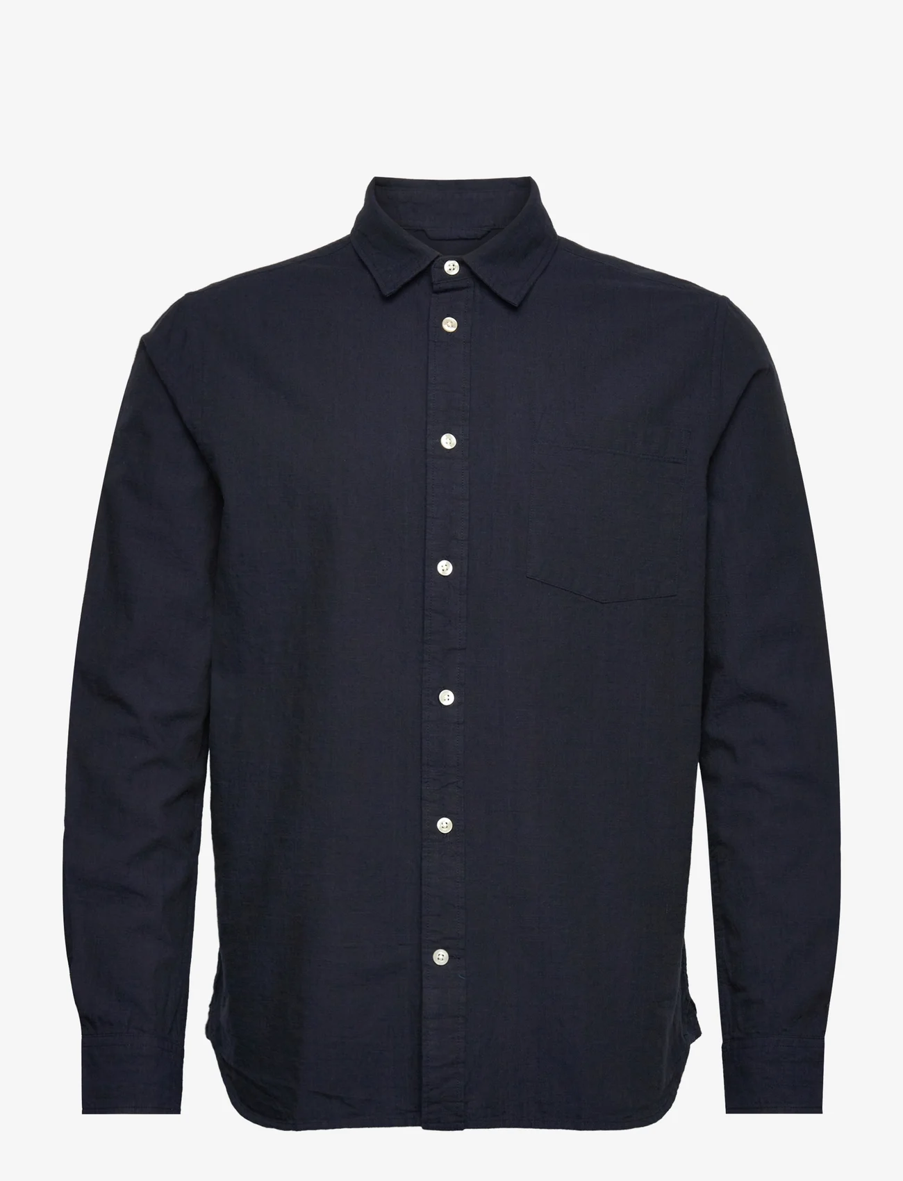 Knowledge Cotton Apparel - Regular linen look shirt GOTS/Vegan - avslappede skjorter - total eclipse - 0