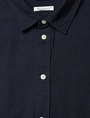 Knowledge Cotton Apparel - Regular linen look shirt GOTS/Vegan - rennot kauluspaidat - total eclipse - 2