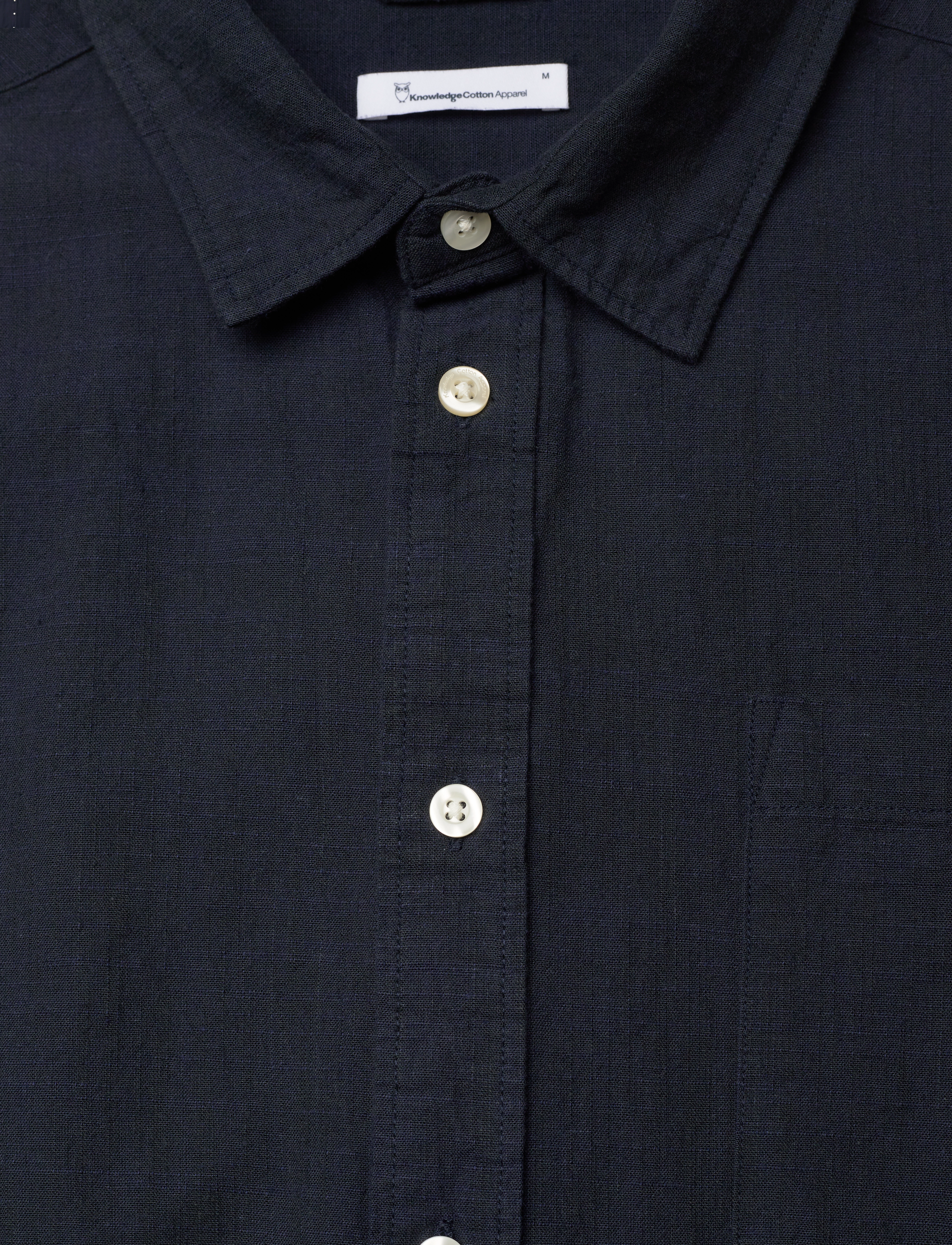Knowledge Cotton Apparel - Regular linen look shirt GOTS/Vegan - total eclipse - 2
