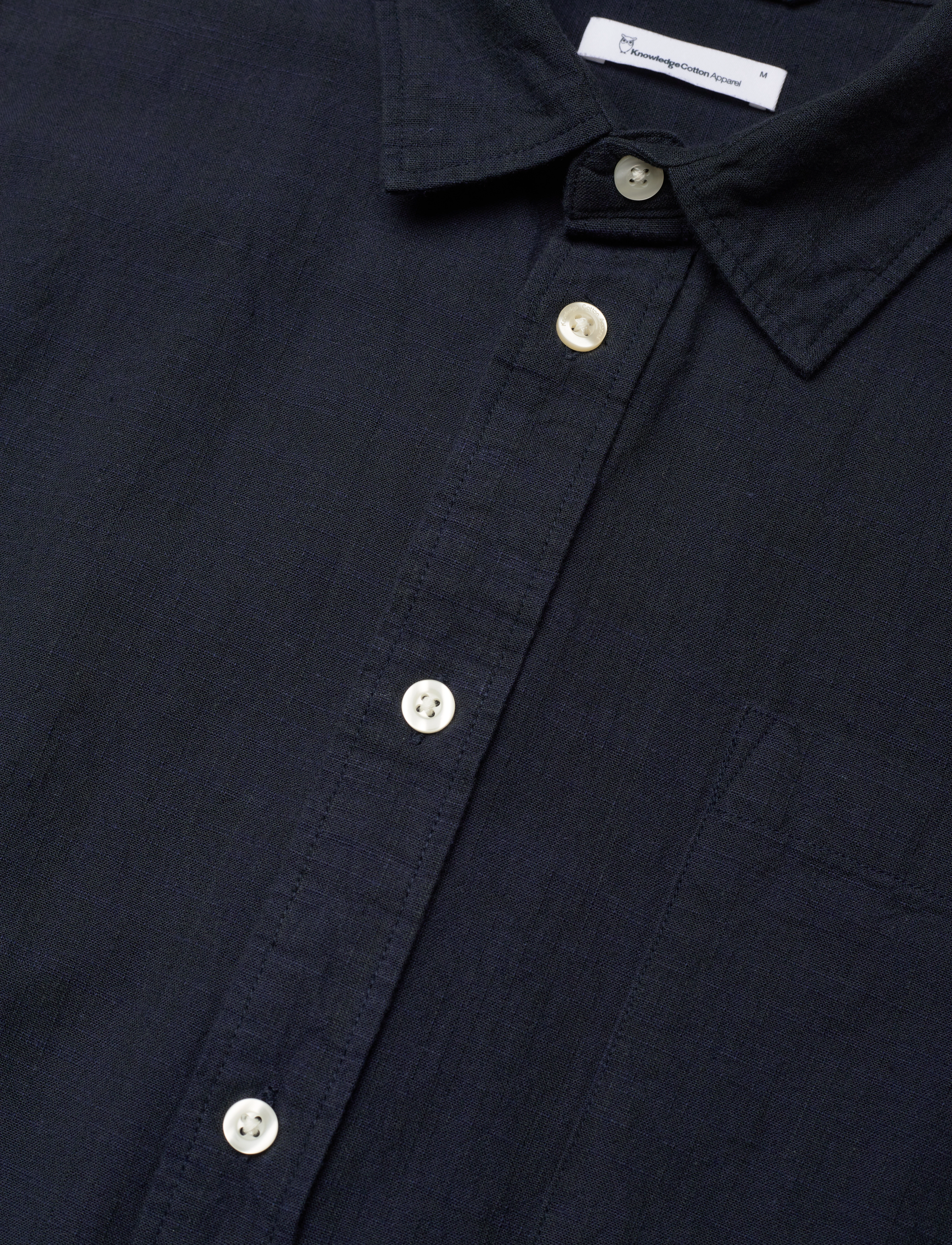 Knowledge Cotton Apparel - Regular linen look shirt GOTS/Vegan - total eclipse - 3