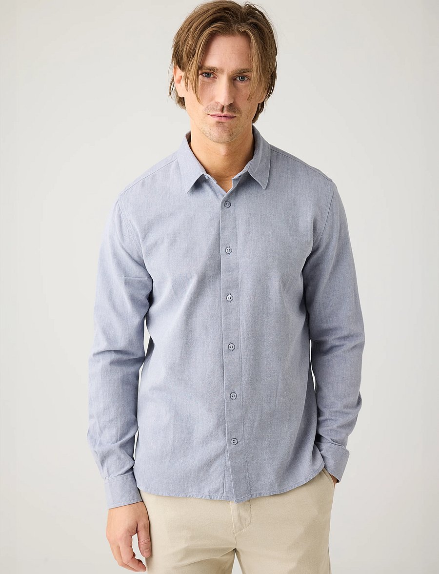 Knowledge Cotton Apparel - Dune light twill shirt - vintage indigo - 0