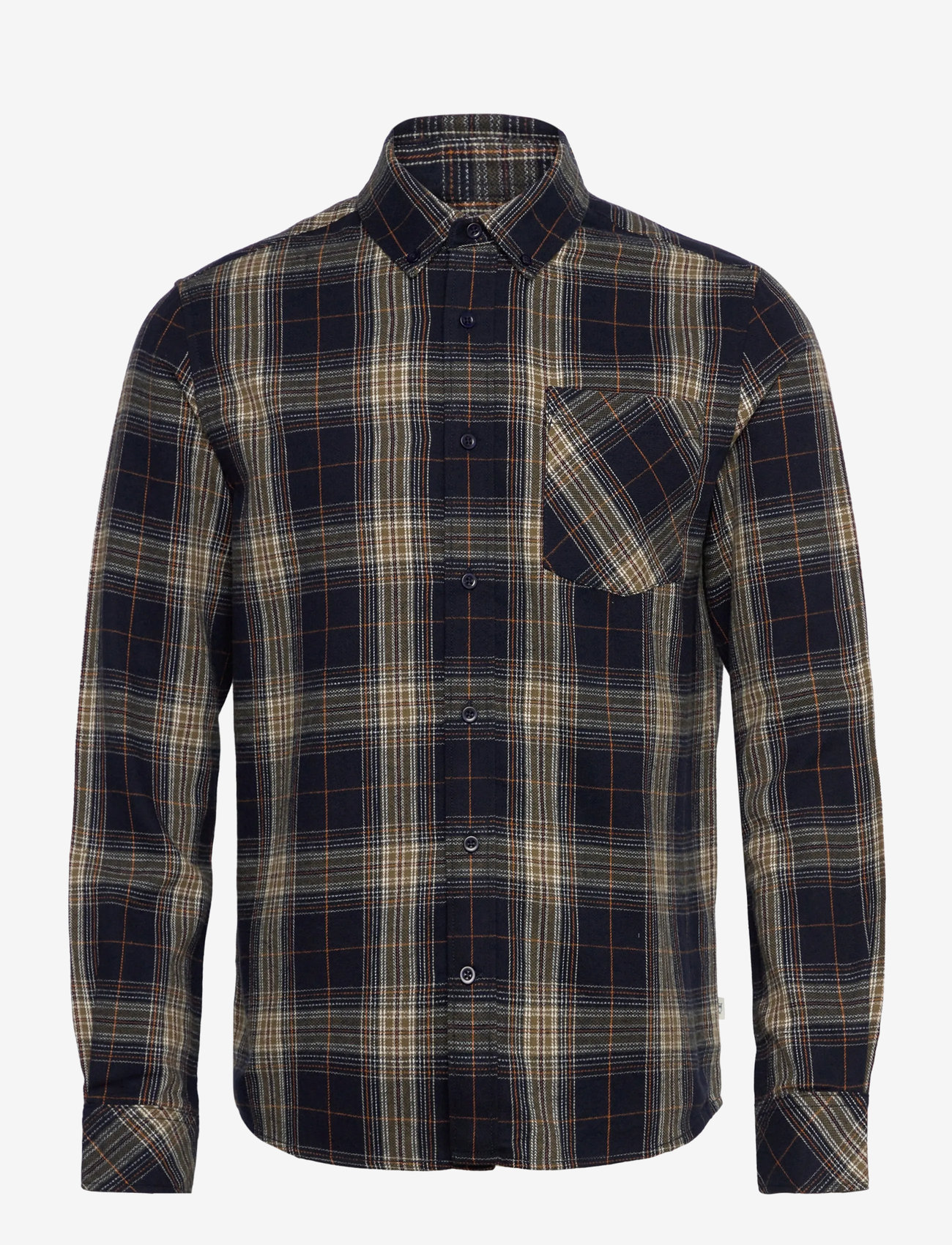 Knowledge Cotton Apparel - Dune regular check flannel shirt - flanellskjortor - blue check - 0
