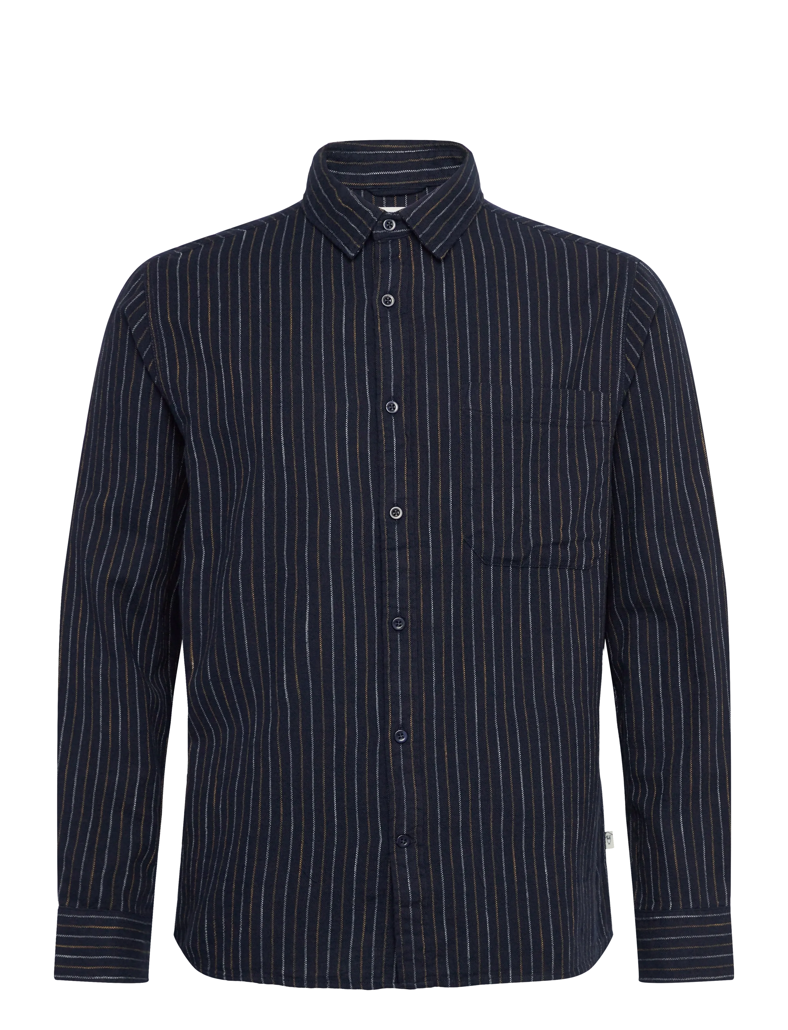 Knowledge Cotton Apparel Organic Striped Shirt Gots, XL, Shirts, Marineblau - Männerswear
