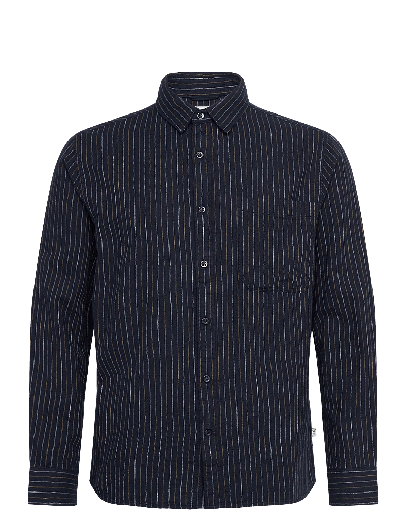 Knowledge Cotton Apparel - Organic Cotton Striped Shirt GOTS - randiga skjortor - blue stripe - 0
