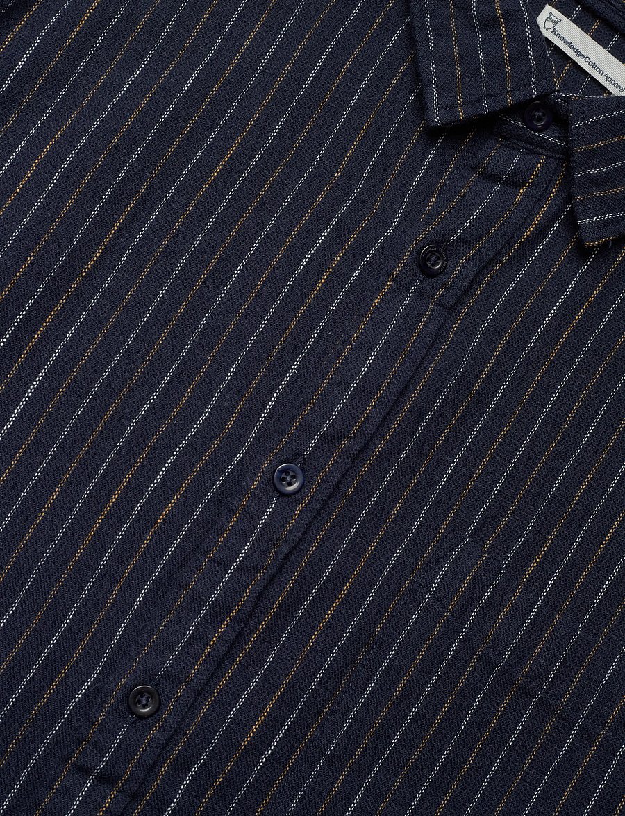 Knowledge Cotton Apparel - Organic Cotton Striped Shirt GOTS - randiga skjortor - blue stripe - 3