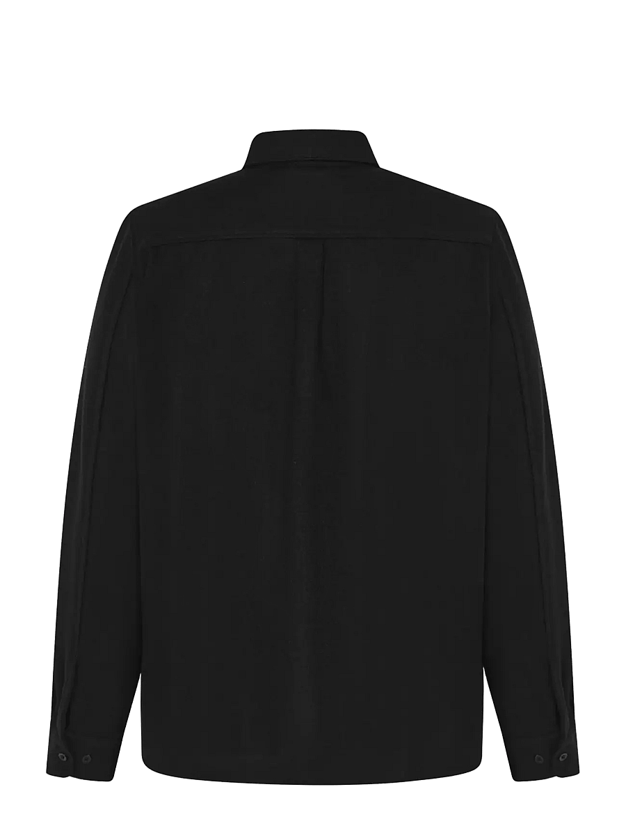 Knowledge Cotton Apparel - Dune regular merino shirt - freizeithemden - black jet - 1