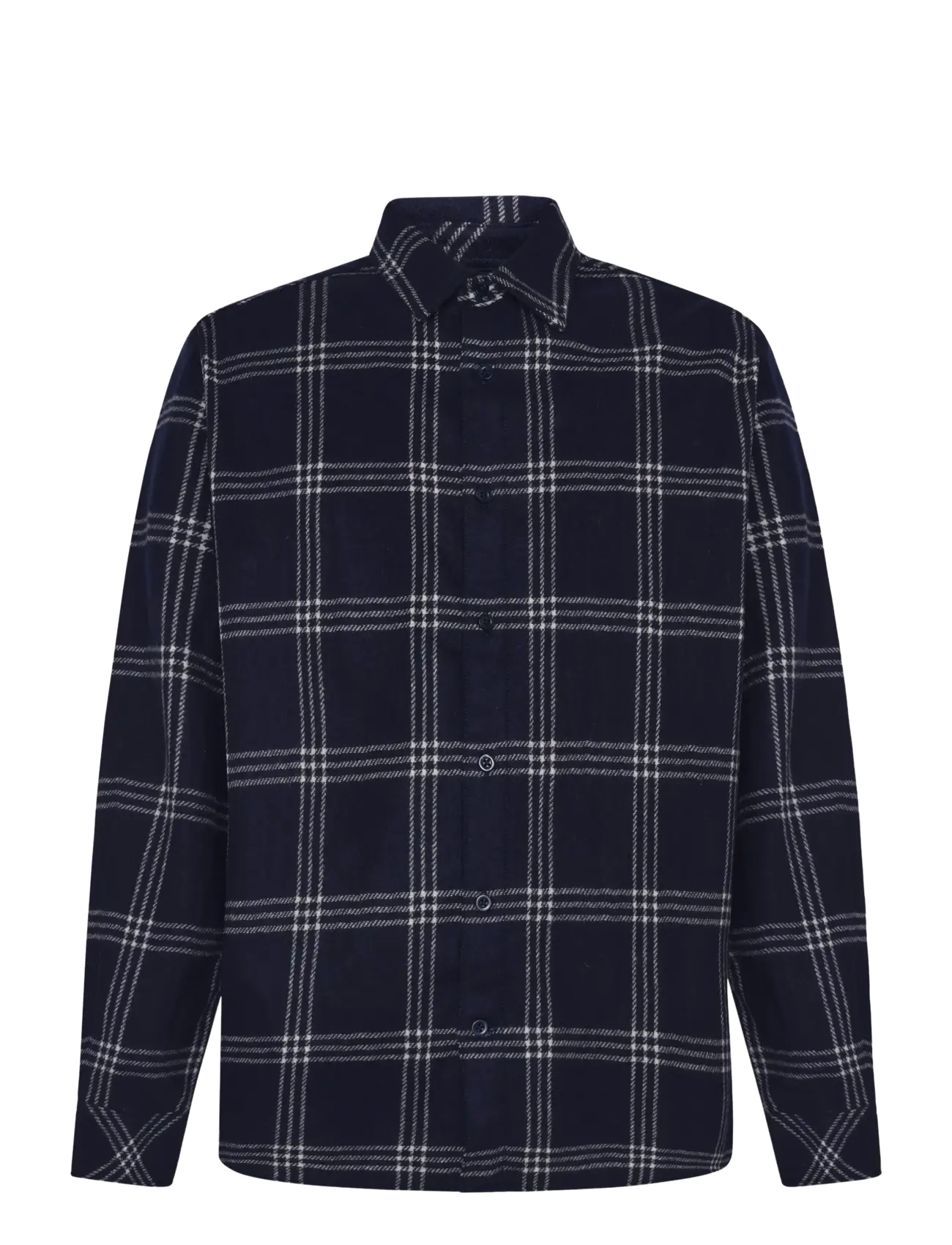 Knowledge Cotton Apparel Merino Wool Checked Shirt RWS - Shop efter stil - BLUE CHECK / navy
