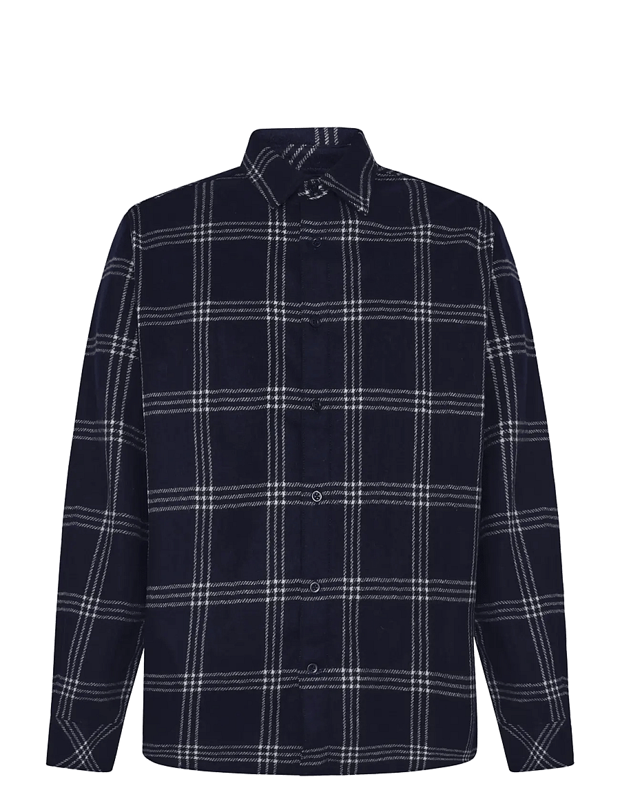 Knowledge Cotton Apparel - Merino Wool Checked Shirt RWS - blue check - 0