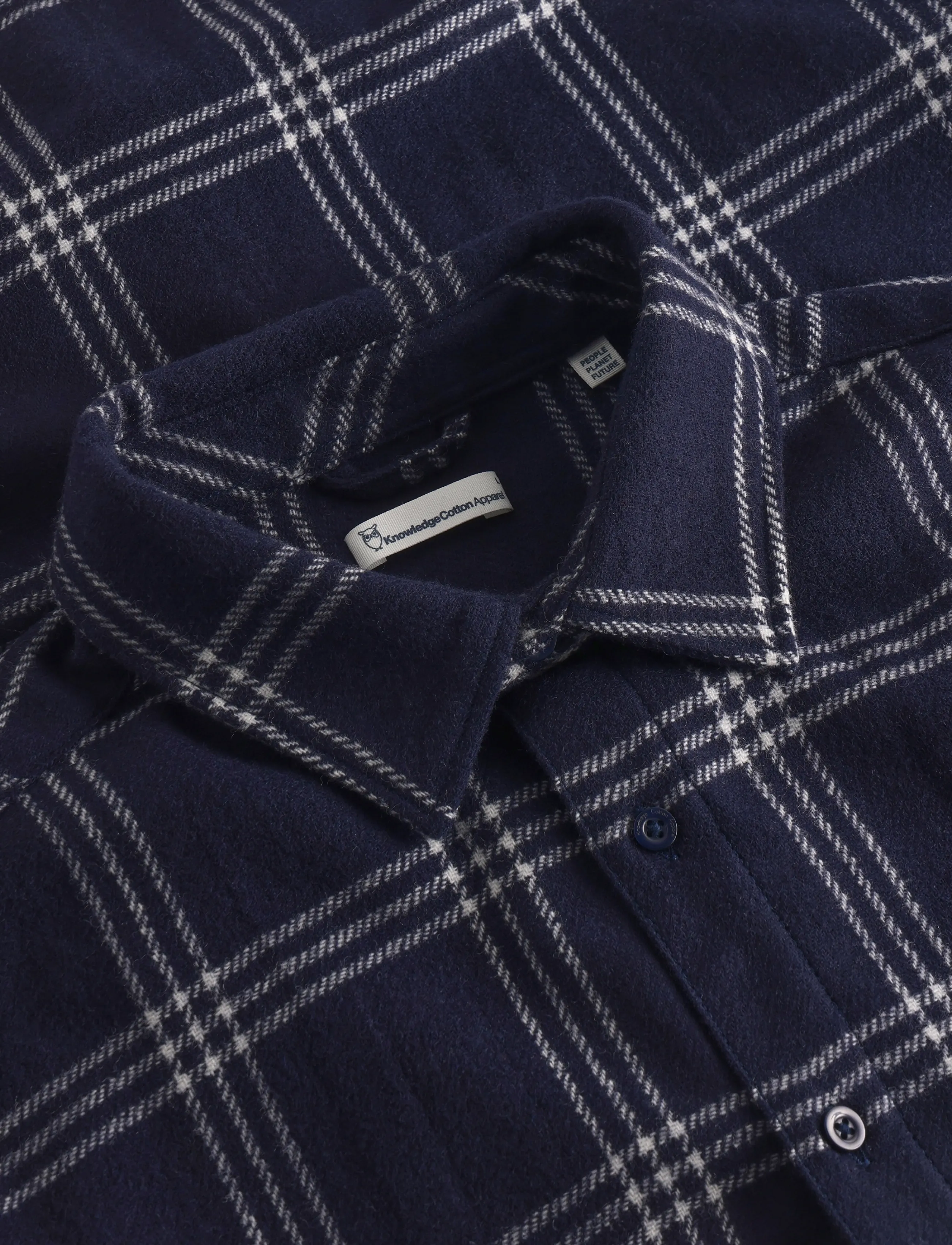 Knowledge Cotton Apparel - Merino Wool Checked Shirt RWS - blue check - 2
