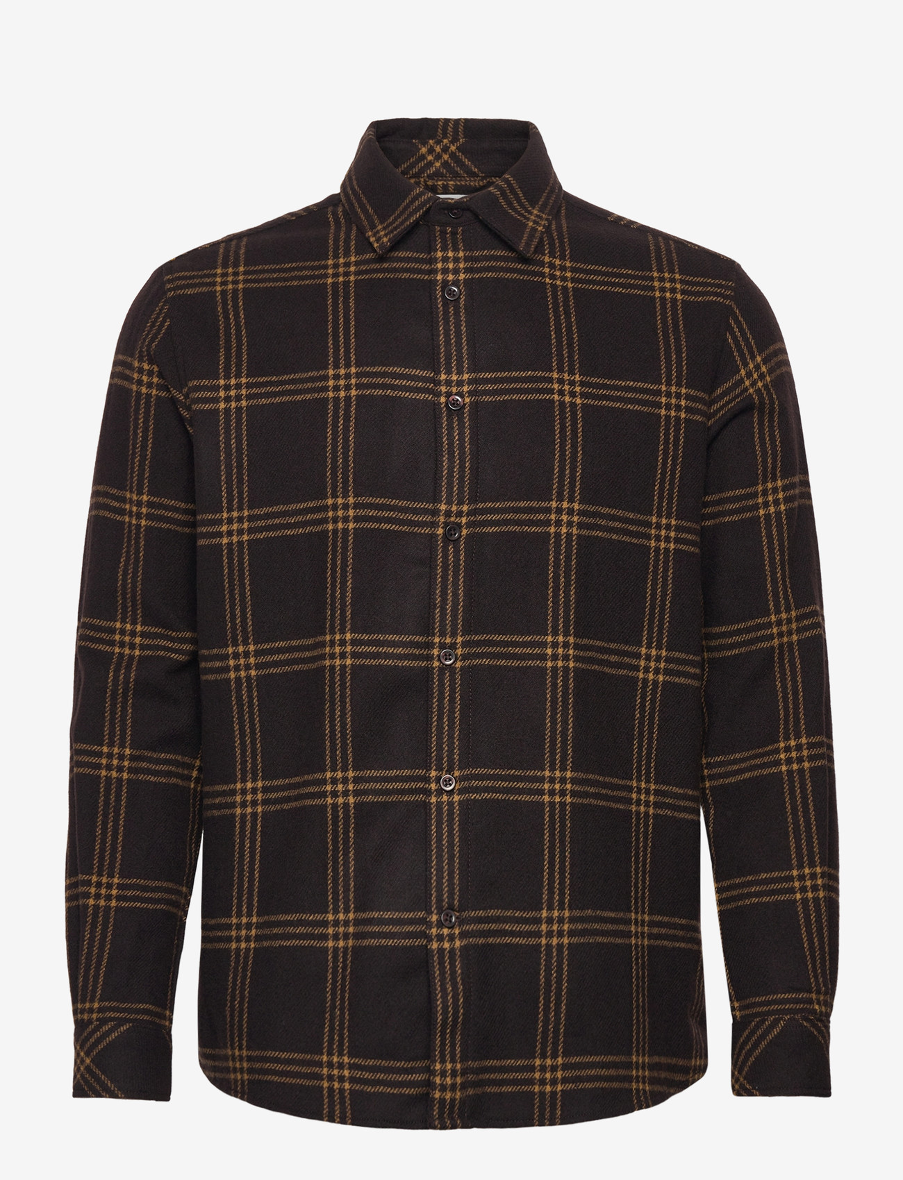 Knowledge Cotton Apparel - Merino Wool Checked Shirt RWS - karierte hemden - brown check - 0