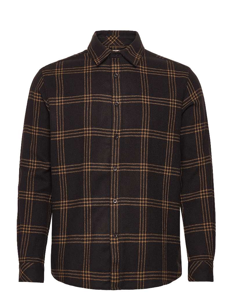 Knowledge Cotton Apparel - Merino Wool Checked Shirt RWS - checkered shirts - brown check - 0
