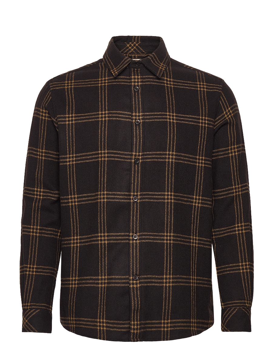 Knowledge Cotton Apparel - Merino Wool Checked Shirt RWS - brown check - 0