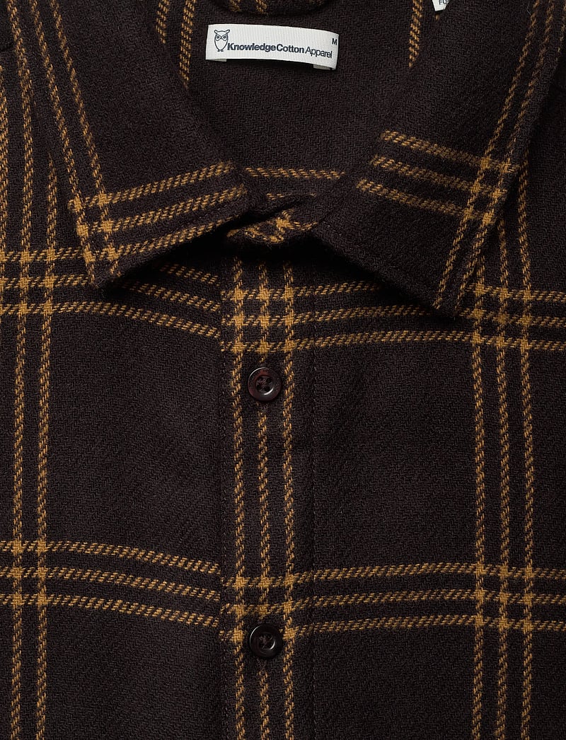 Knowledge Cotton Apparel - Merino Wool Checked Shirt RWS - checkered shirts - brown check - 2