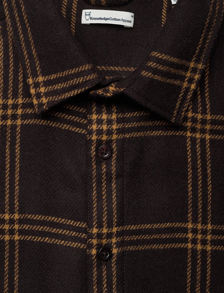 Knowledge Cotton Apparel - Merino Wool Checked Shirt RWS - brown check - 2