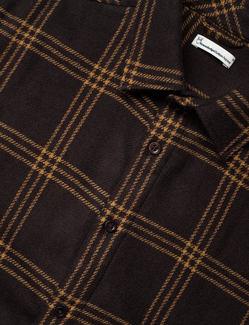 Knowledge Cotton Apparel - Merino Wool Checked Shirt RWS - checkered shirts - brown check - 3