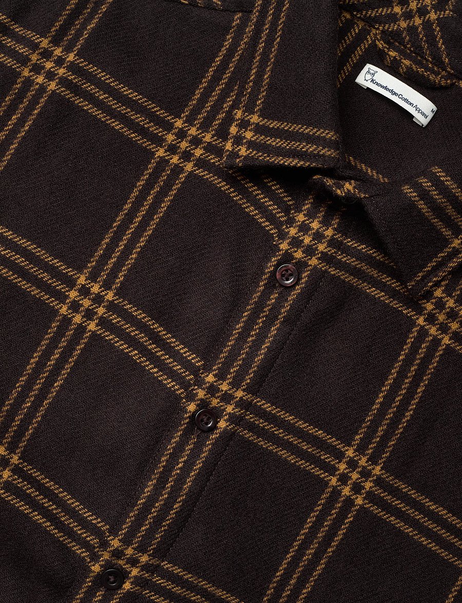 Knowledge Cotton Apparel - Merino Wool Checked Shirt RWS - brown check - 3