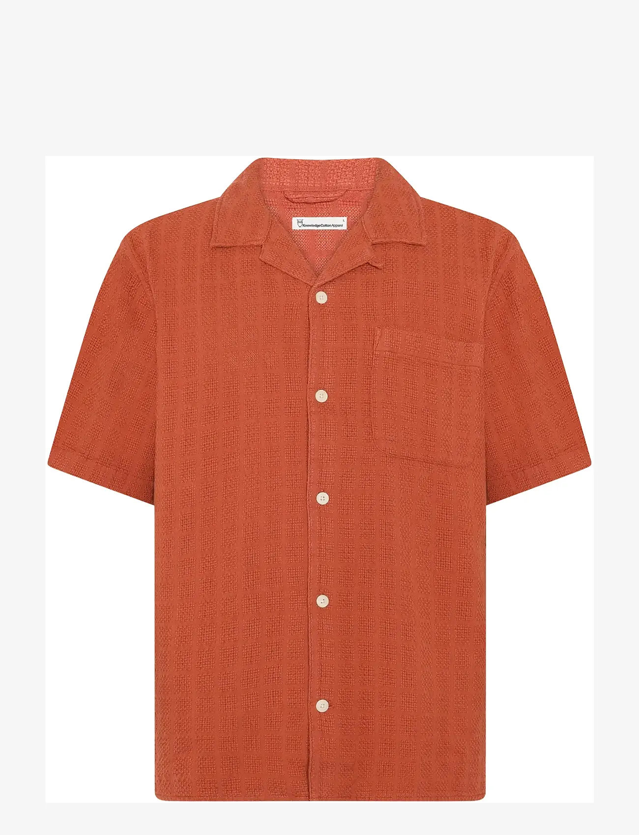 Knowledge Cotton Apparel - Structure short sleeve shirt - short-sleeved shirts - burnt brick - 1