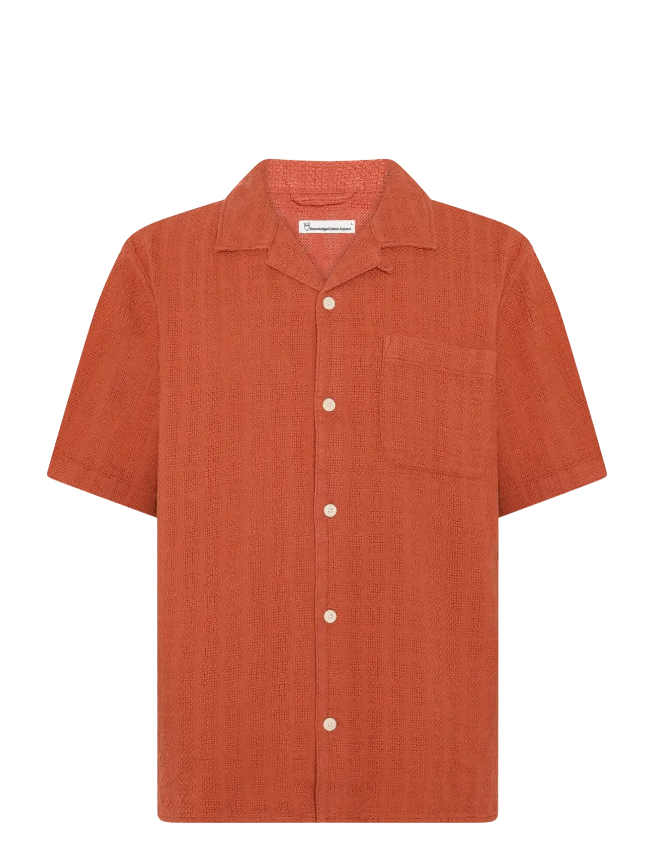 Knowledge Cotton Apparel Structure short sleeve shirt - Skjorter - BURNT BRICK / orange