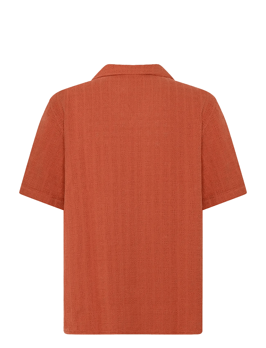 Knowledge Cotton Apparel - Structure short sleeve shirt - kurzarmhemden - burnt brick - 2