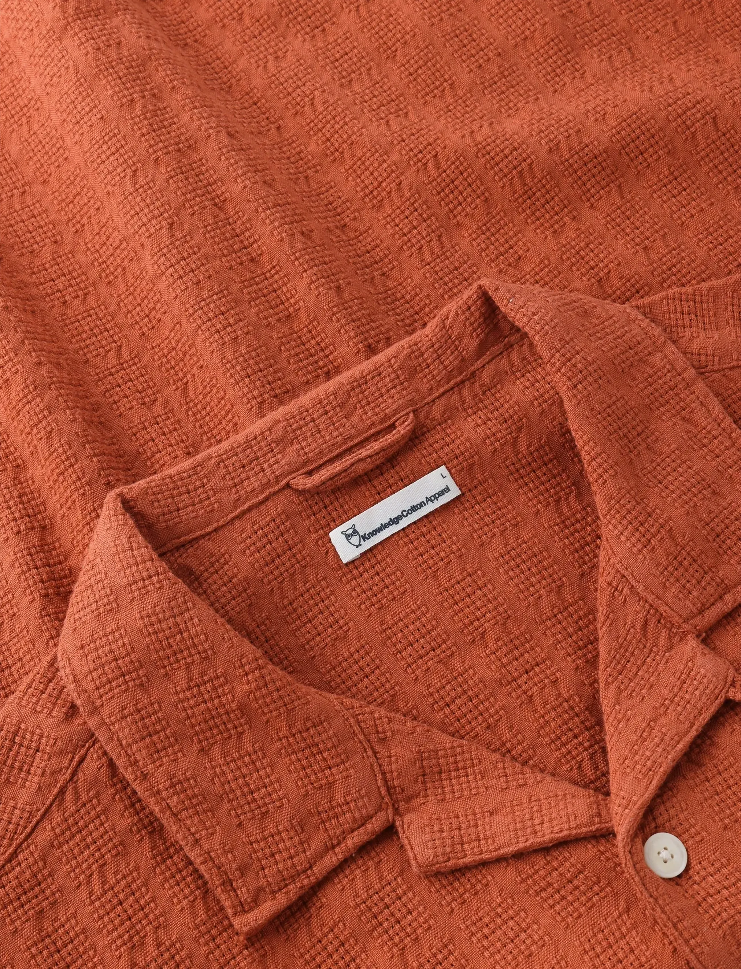 Knowledge Cotton Apparel - Structure short sleeve shirt - kortærmede t-shirts - burnt brick - 4