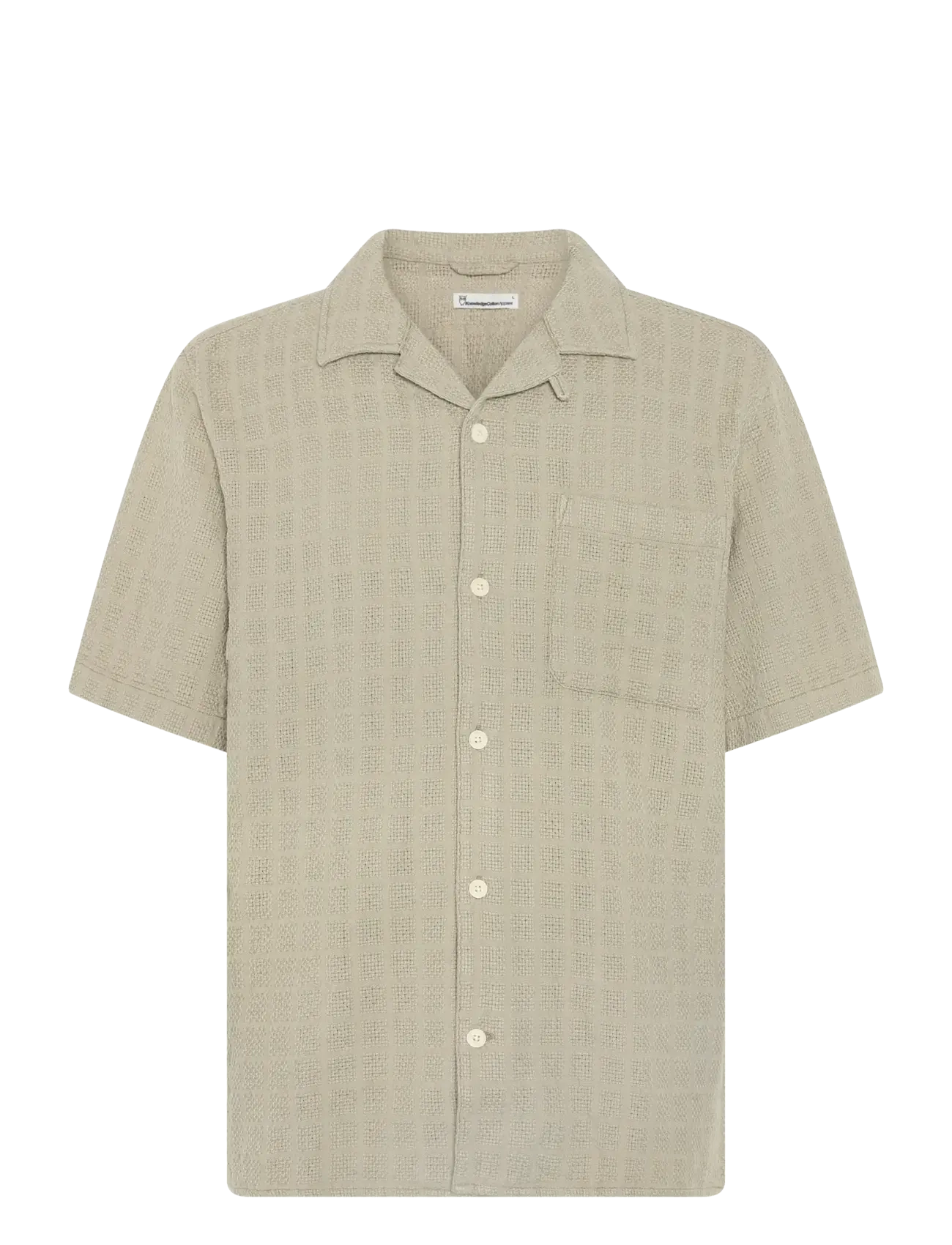 Knowledge Cotton Apparel Structure Short Sleeve Shirt, M, Shirts, Beige - Short-sleeved Männerswear