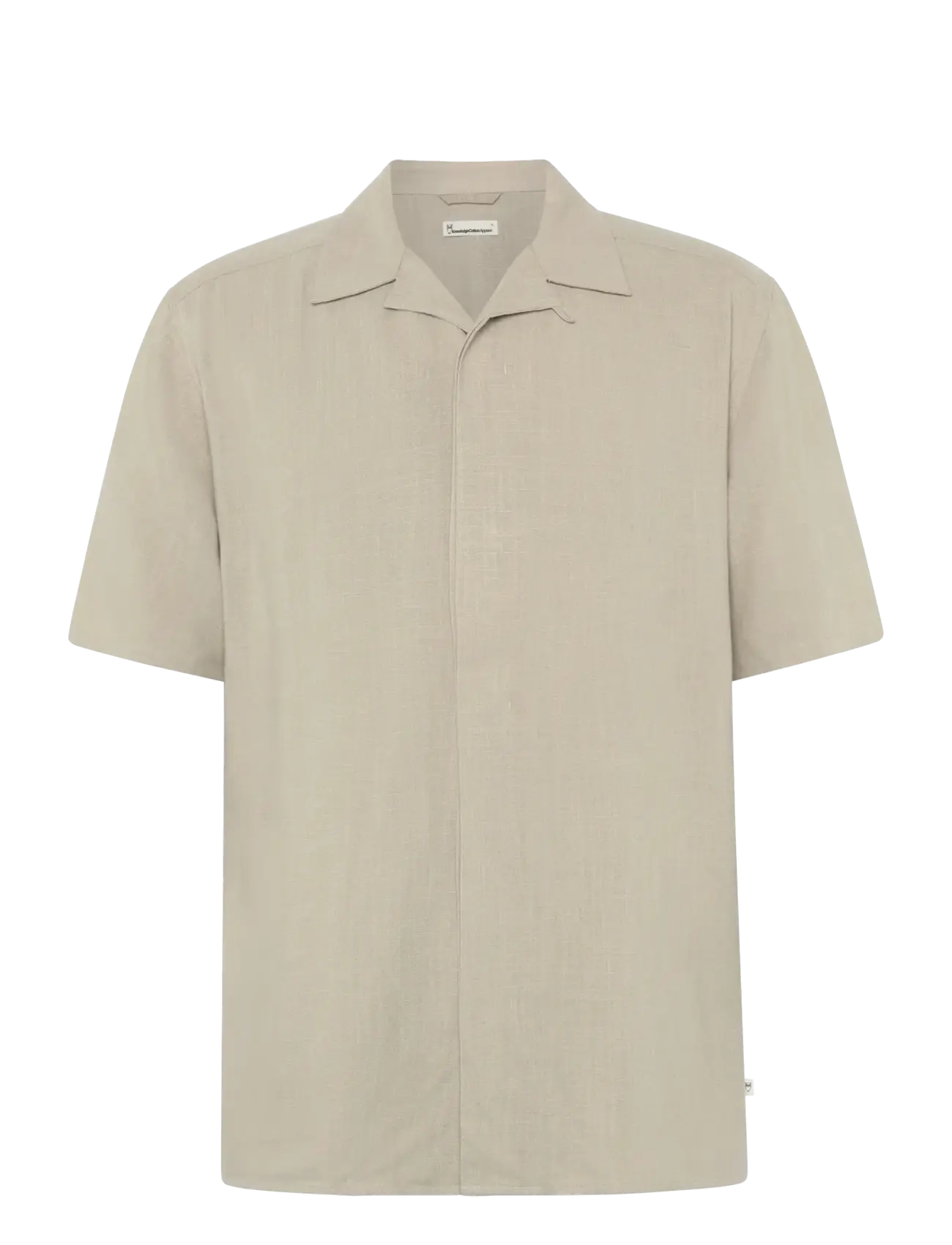 Knowledge Cotton Apparel Moss relaxed linen blend short slee - New arrivals - LIGHT FEATHER GRAY / beige