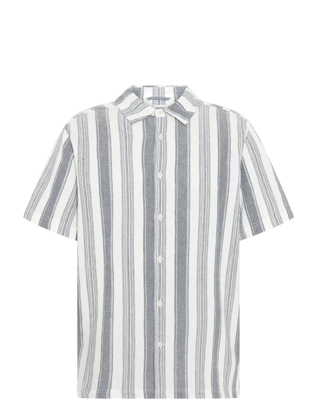 KNOWLEDGE Baumwolle APPAREL Relaxed Stripe Kurz Sleeve Shirt Grau - S - Herren