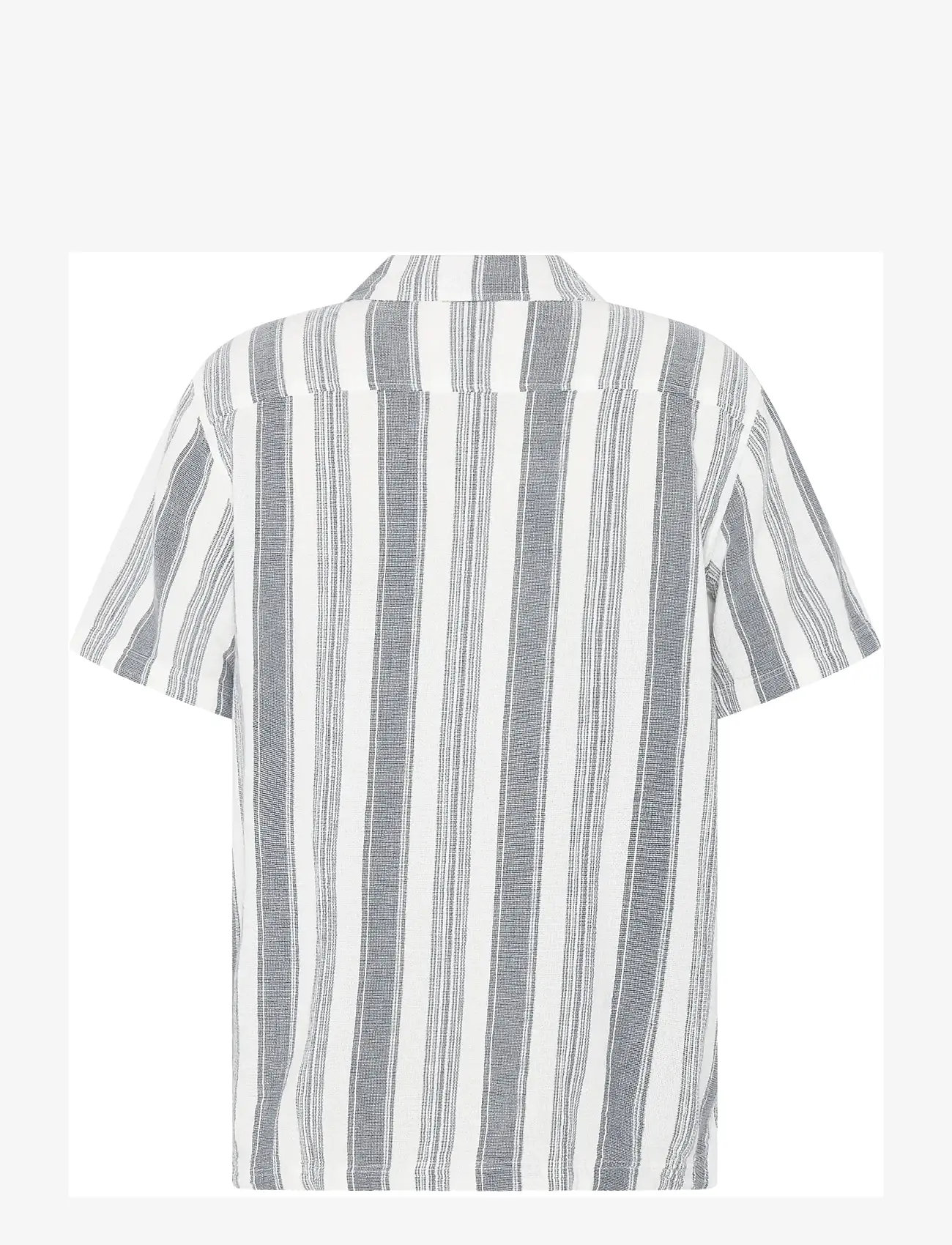 Knowledge Cotton Apparel - Relaxed Stripe short sleeve shirt - short-sleeved shirts - blue stripe - 2