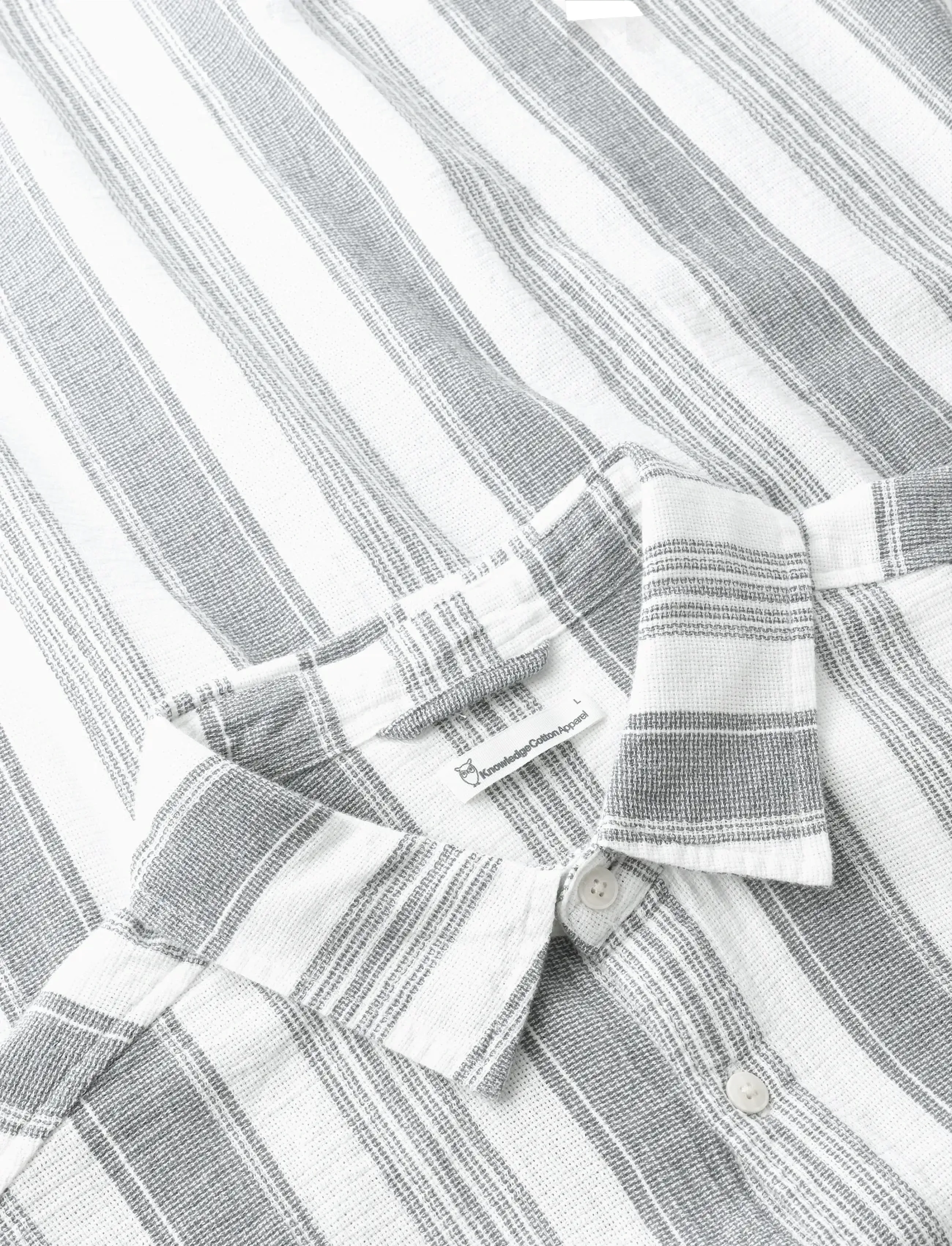 Knowledge Cotton Apparel - Relaxed Stripe short sleeve shirt - kortärmade skjortor - blue stripe - 3